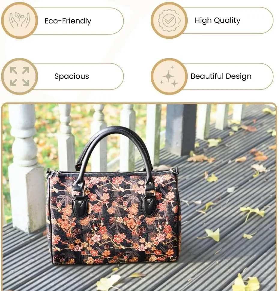 Signare Tapestry Duffle Bag Overnight Bags Weekend Bag for Women with Japanese Style Ume Sakura Design (TRAV-SAKURA)