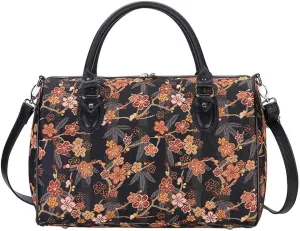 Signare Tapestry Duffle Bag Overnight Bags Weekend Bag for Women with Japanese Style Ume Sakura Design (TRAV-SAKURA)