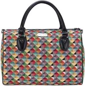Signare Tapestry Duffle Bag Overnight Bags Weekend Bag for Women with Multicolor Triangle Design (TRAV-MTRI)