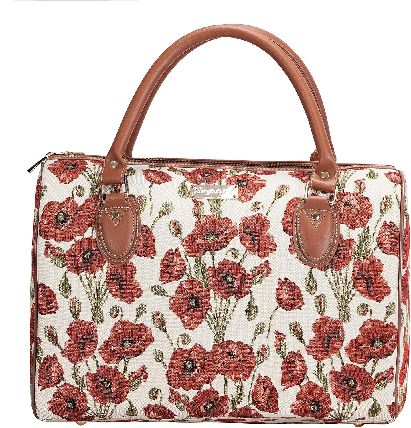 Signare Tapestry Duffle Bag Overnight Bags Weekend Bag for Women with Poppy Flower Design (TRAV-POP)