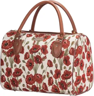 Signare Tapestry Duffle Bag Overnight Bags Weekend Bag for Women with Poppy Flower Design (TRAV-POP)