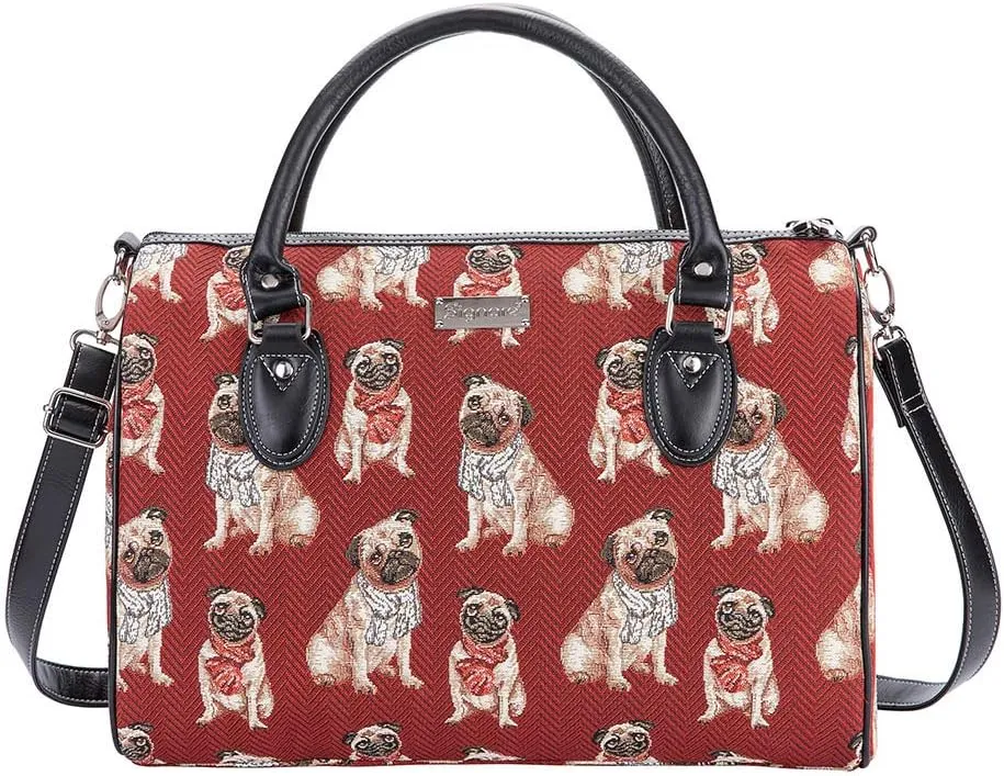 Signare Tapestry Duffle Bag Overnight Bags Weekend Bag for Women with Pug Dog Design (TRAV-PUG)