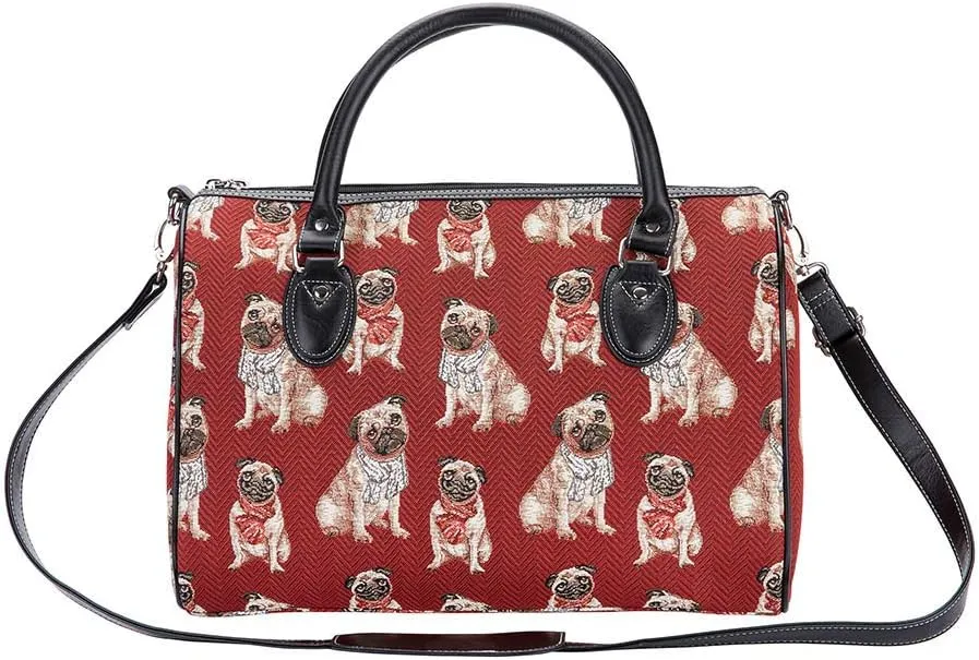 Signare Tapestry Duffle Bag Overnight Bags Weekend Bag for Women with Pug Dog Design (TRAV-PUG)