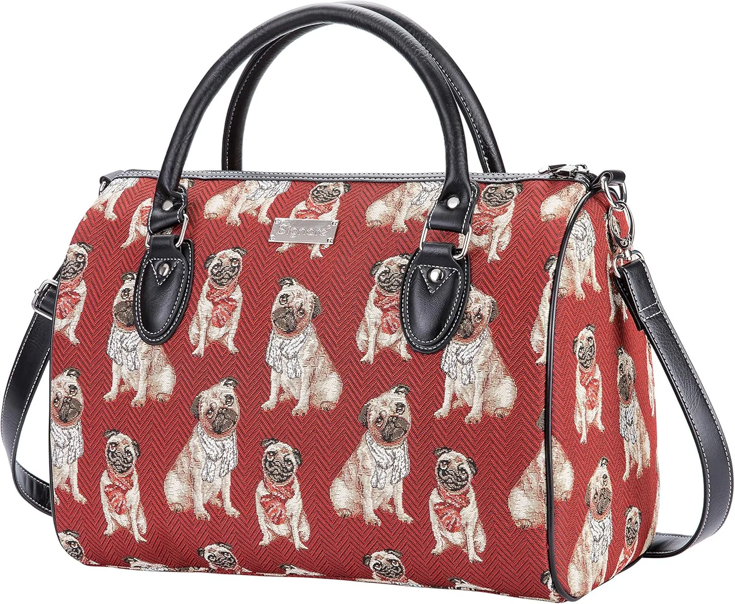 Signare Tapestry Duffle Bag Overnight Bags Weekend Bag for Women with Pug Dog Design (TRAV-PUG)