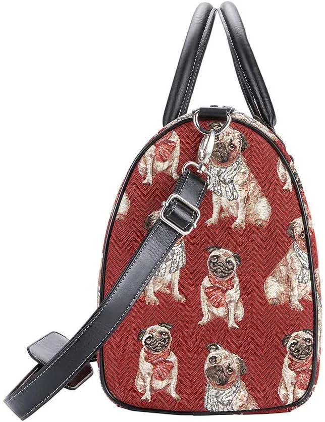 Signare Tapestry Duffle Bag Overnight Bags Weekend Bag for Women with Pug Dog Design (TRAV-PUG)