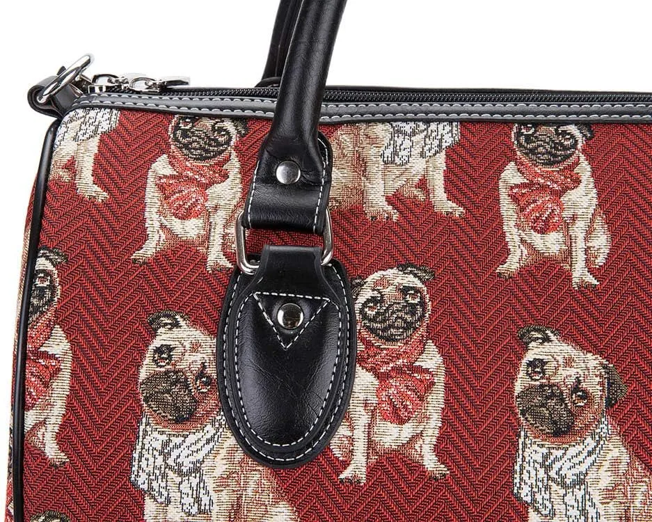 Signare Tapestry Duffle Bag Overnight Bags Weekend Bag for Women with Pug Dog Design (TRAV-PUG)