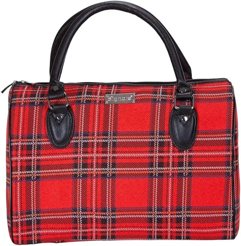 Signare Tapestry Duffle Bag Overnight Bags Weekend Bag for Women with Red Royal Stewart Tartan Scottish Plaid Design (TRAV-RSTT)