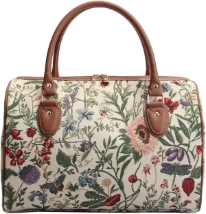 Signare Tapestry Duffle Bag Overnight Bags Weekend Bag for Women with Sunflower Poppy Butterfly Dragonfly Design (TRAV-MGD)