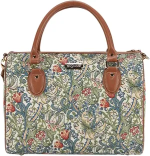Signare Tapestry Duffle Bag Overnight Bags Weekend Bag for Women with William Morris Golden Lily Design (TRAV-GLILY)