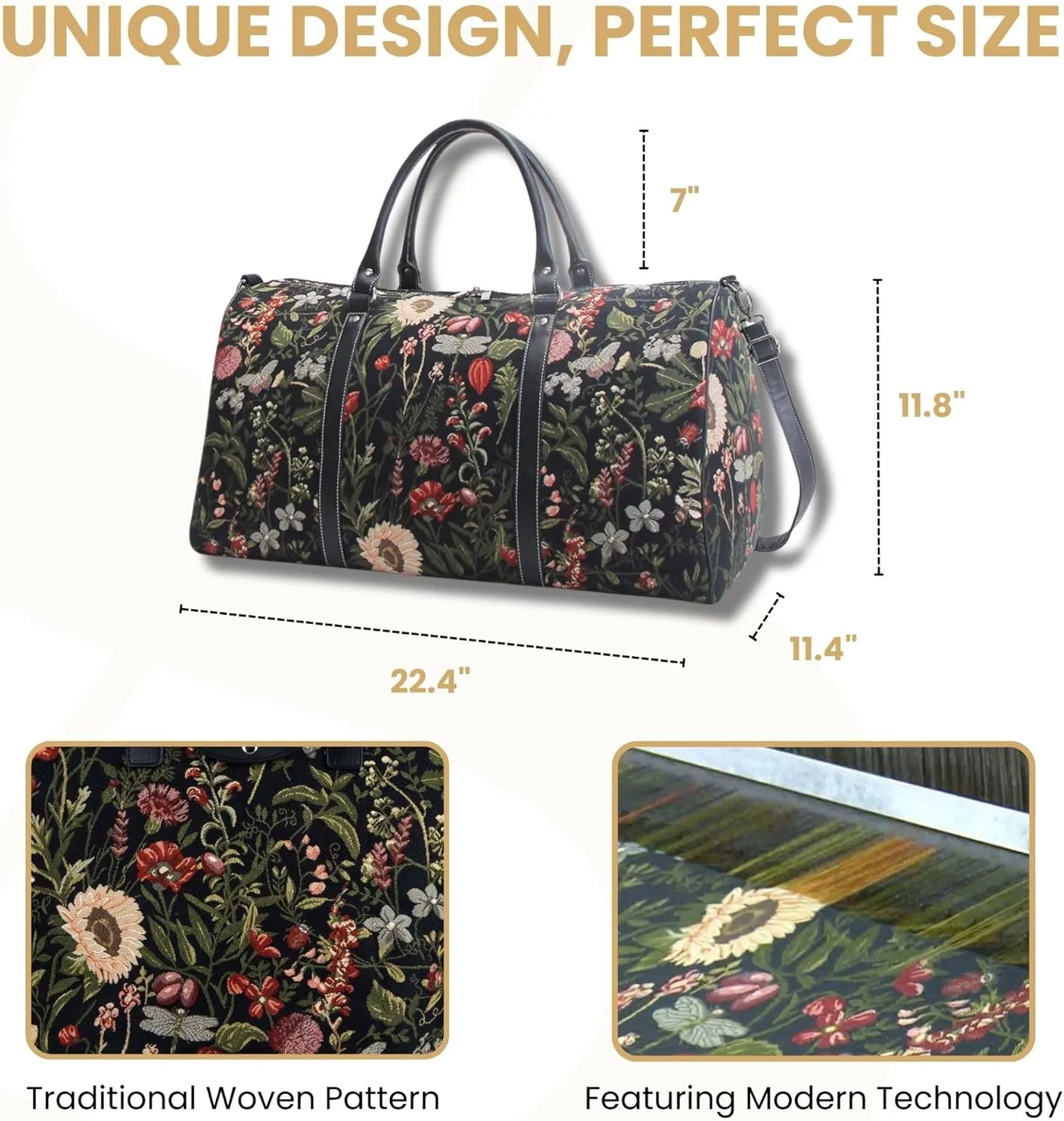 Signare Tapestry Large Duffel Bag, Ladies Overnight Weekender, Carryon Gym Sports Duffle, Travel Bags for Teens, Girls & Women