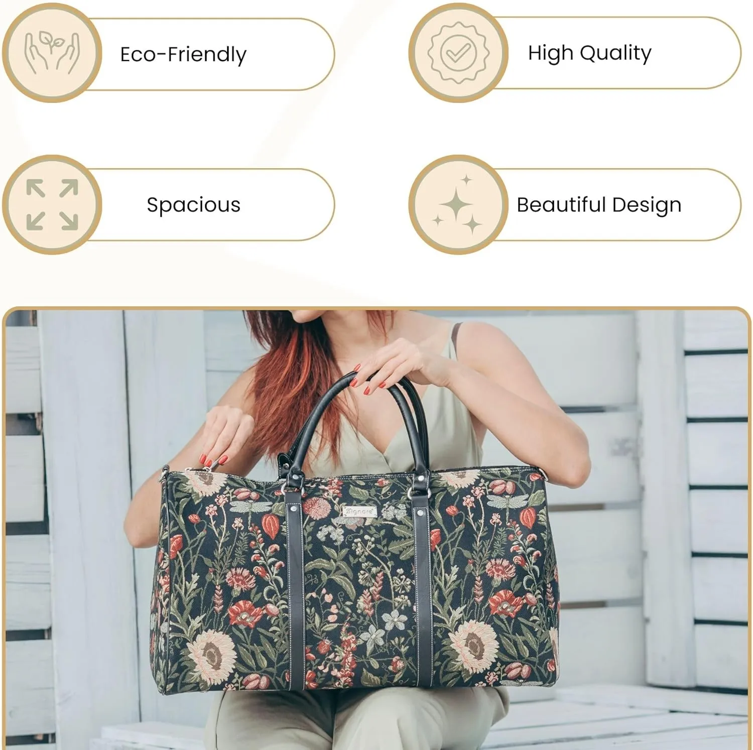 Signare Tapestry Large Duffel Bag, Ladies Overnight Weekender, Carryon Gym Sports Duffle, Travel Bags for Teens, Girls & Women