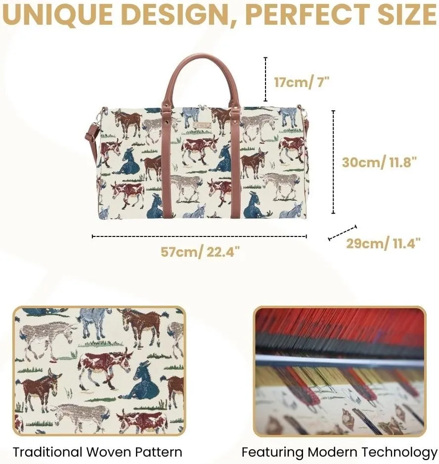 Signare Tapestry Large Travel Duffle Bag Ladies Overnight Weekender Carryon Gym Sports Duffel bags for Women