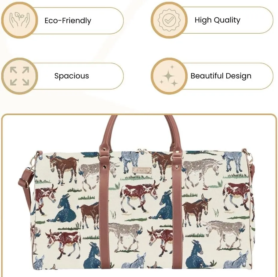 Signare Tapestry Large Travel Duffle Bag Ladies Overnight Weekender Carryon Gym Sports Duffel bags for Women