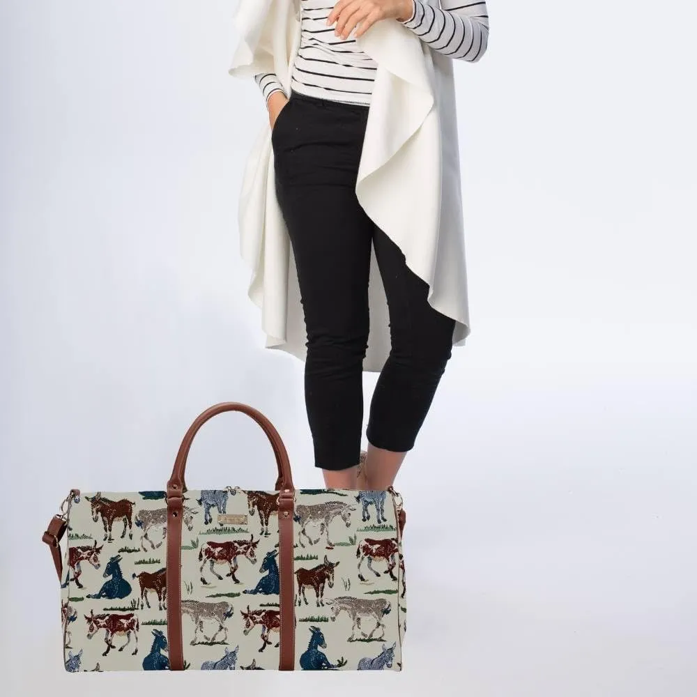 Signare Tapestry Large Travel Duffle Bag Ladies Overnight Weekender Carryon Gym Sports Duffel bags for Women