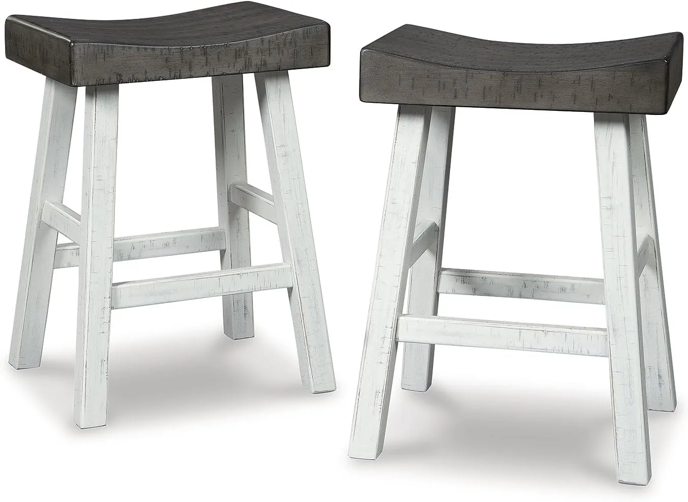 Signature Design by Ashley Glosco Casual 25" Counter Height Barstool, Antique White & Light Brown