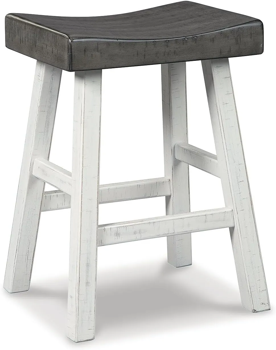 Signature Design by Ashley Glosco Casual 25" Counter Height Barstool, Antique White & Light Brown