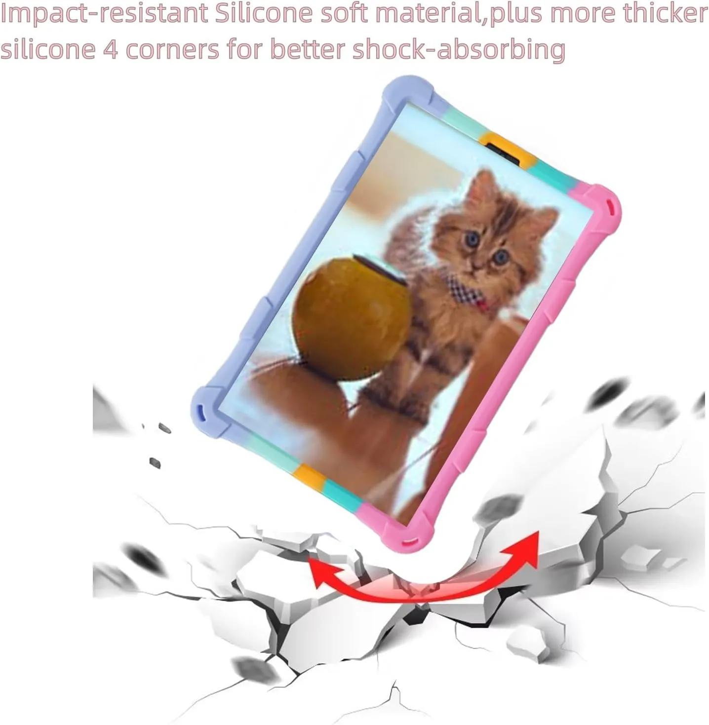 Silicone Tablet Case with 360 Rotating Kickstand Handle/Shoulder Strap Cute Cover Compatible with ALLDOCUBE iPlay 50 Mini Pro NFE 8.4 Inch Multi-Color Pink