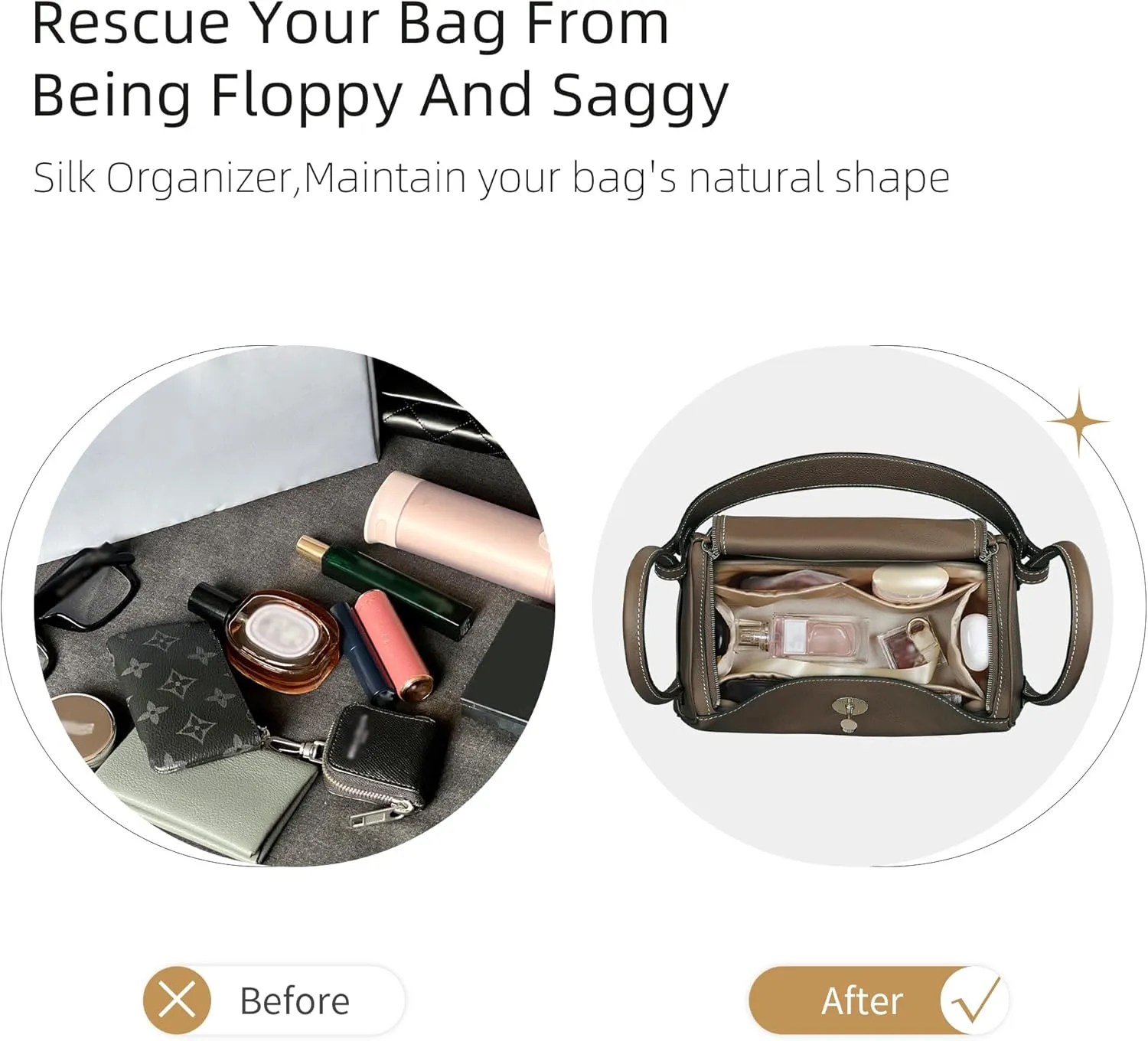 Silk Organizer for Lindy Mini/26/30/34,Soft and Gentle Touch Insert,Maintain Bag Natural Shape,Lightweight Inner Bag（Black,Lindy Mini19）
