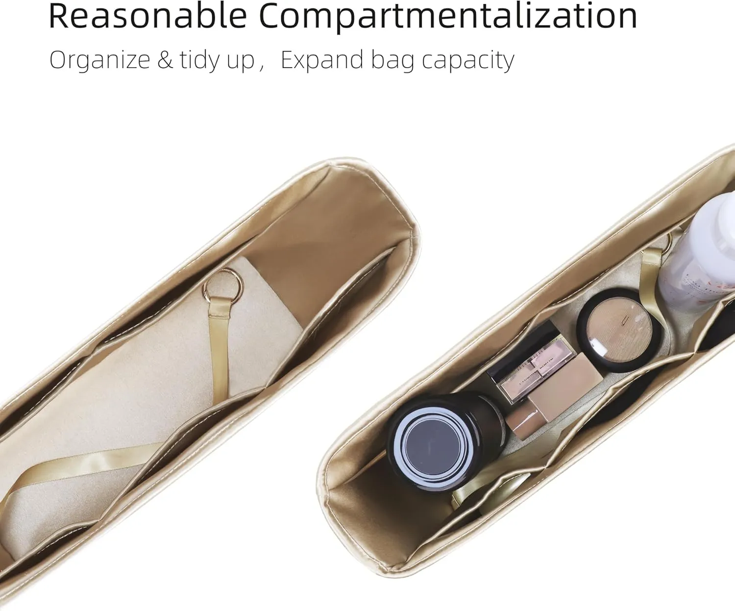 Silk Purse Organizer for Anjou Mini/PM/GM,Insert Bag in Bag,Luxury Handbag Tote Lining Bag Shapers(Mini,Champagne)