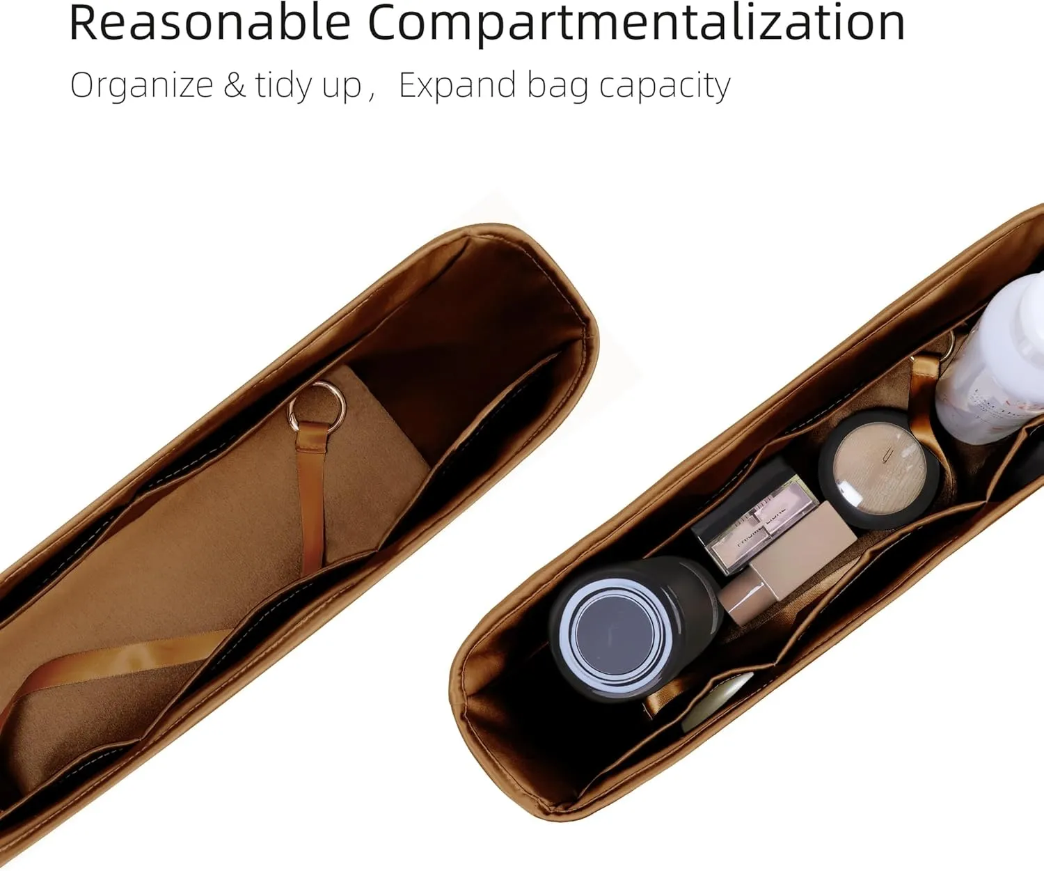 Silk Purse Organizer for Anjou Mini/PM/GM,Insert Bag in Bag,Luxury Handbag Tote Lining Bag Shapers(PM,Gold)