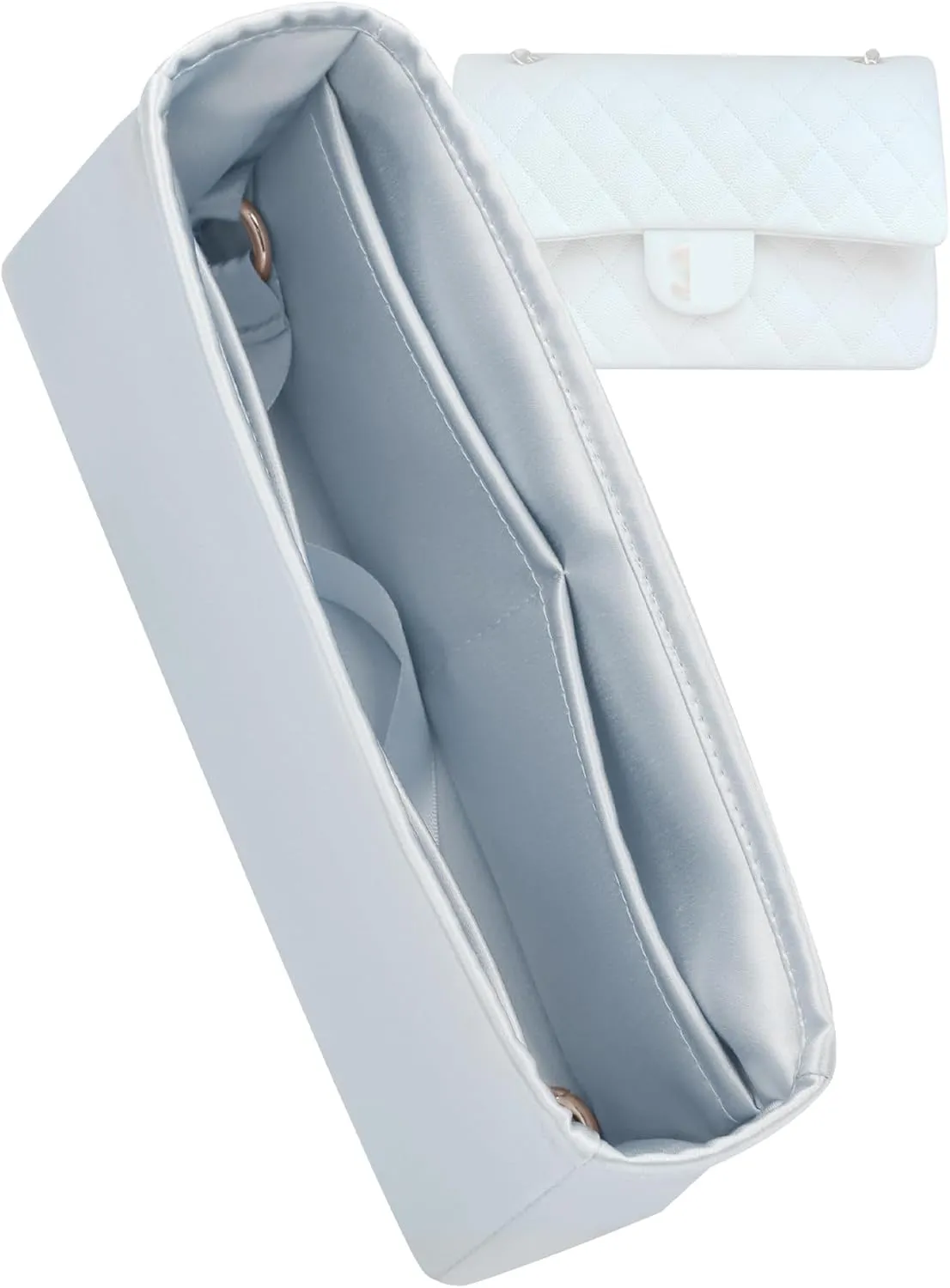 Silk Purse Organizer for Chanel Classic Flap Square/Mini/Small/Medium/Jumbo/Maxi,Insert in Bag,Luxury Handbag Tote Lining Bag Shapers(CF Medium 25,Blue Pale)