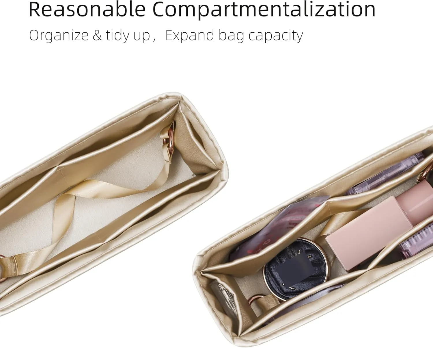 Silk Purse Organizer for Leboy Small/Medium/Large,Insert Bag in Bag,Luxury Handbag Tote Lining Bag Shapers(Leboy Small20,Champagne)