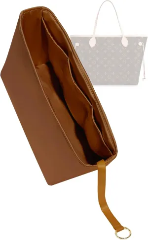 Silk Purse Organizer for LV Neverfull-PM/MM/GM,Insert Bag in Bag,Luxury Handbag Tote Lining Bag Shapers(MM,Gold)