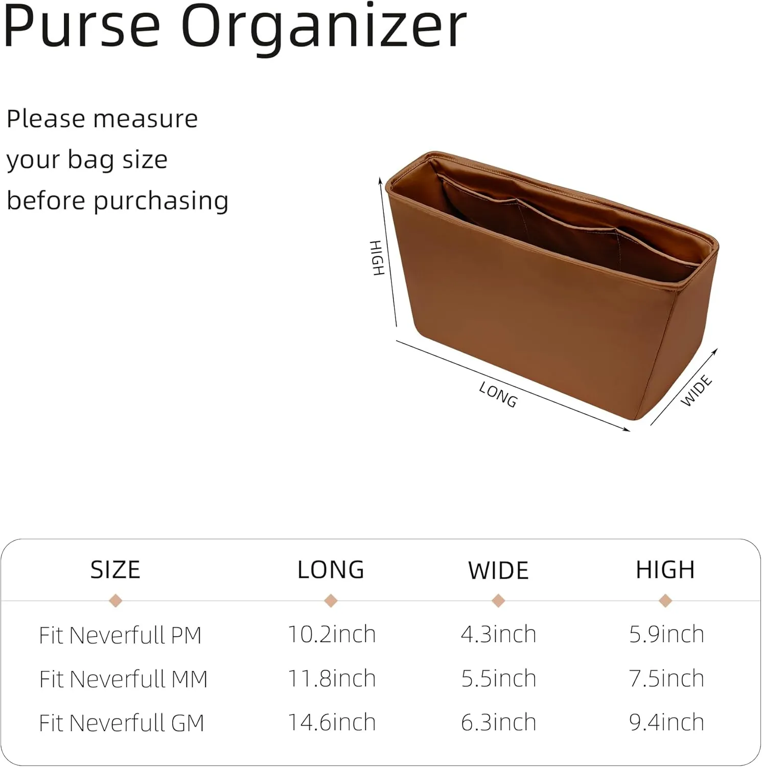 Silk Purse Organizer for LV Neverfull-PM/MM/GM,Insert Bag in Bag,Luxury Handbag Tote Lining Bag Shapers(MM,Gold)