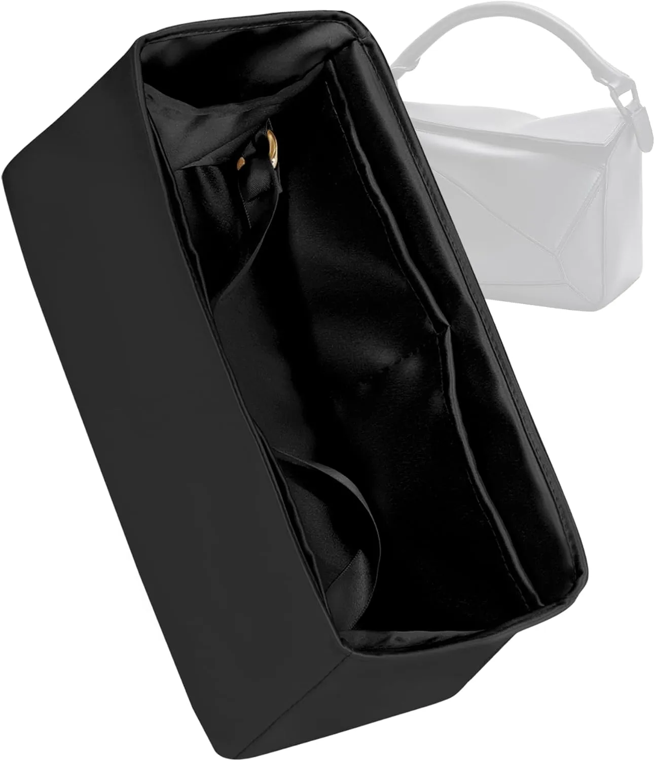 Silk Purse Organizer for Puzzle Mini/Small/Medium/Large,Insert Bag in Bag,Luxury Handbag Tote Lining Bag Shapers(Black,Small)