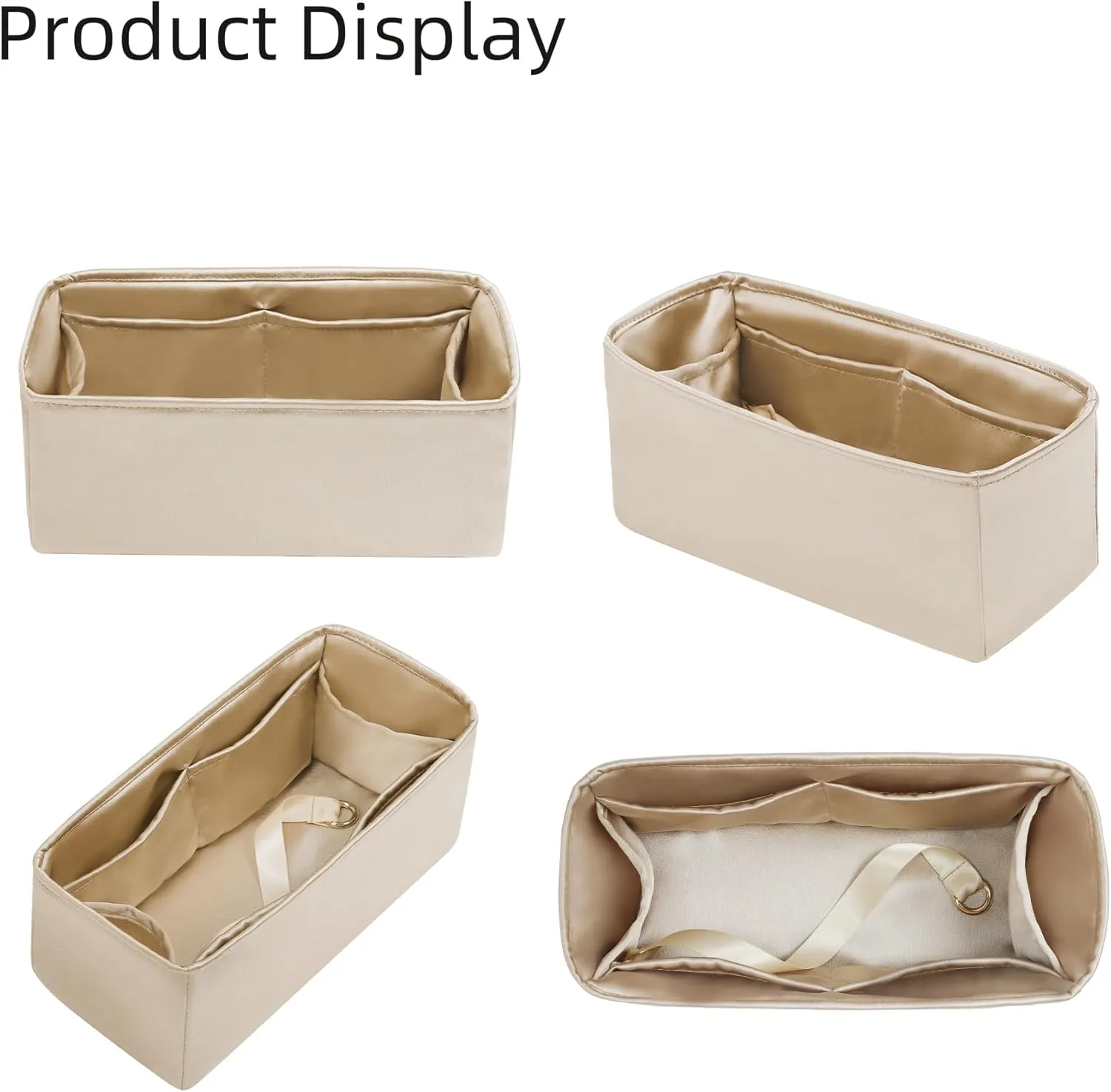 Silk Purse Organizer for Puzzle Mini/Small/Medium/Large,Insert in Bag,Luxury Handbag Tote Lining Bag Shapers(Champagne,Small)