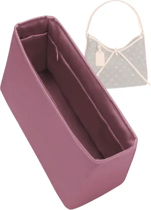Silk Purse Organizer with Invisible Zipper for LV Carryall PM/MM,Insert Bag in Bag,Luxury Handbag Tote Lining Bag Shapers(MM with Zipper,Cassis)