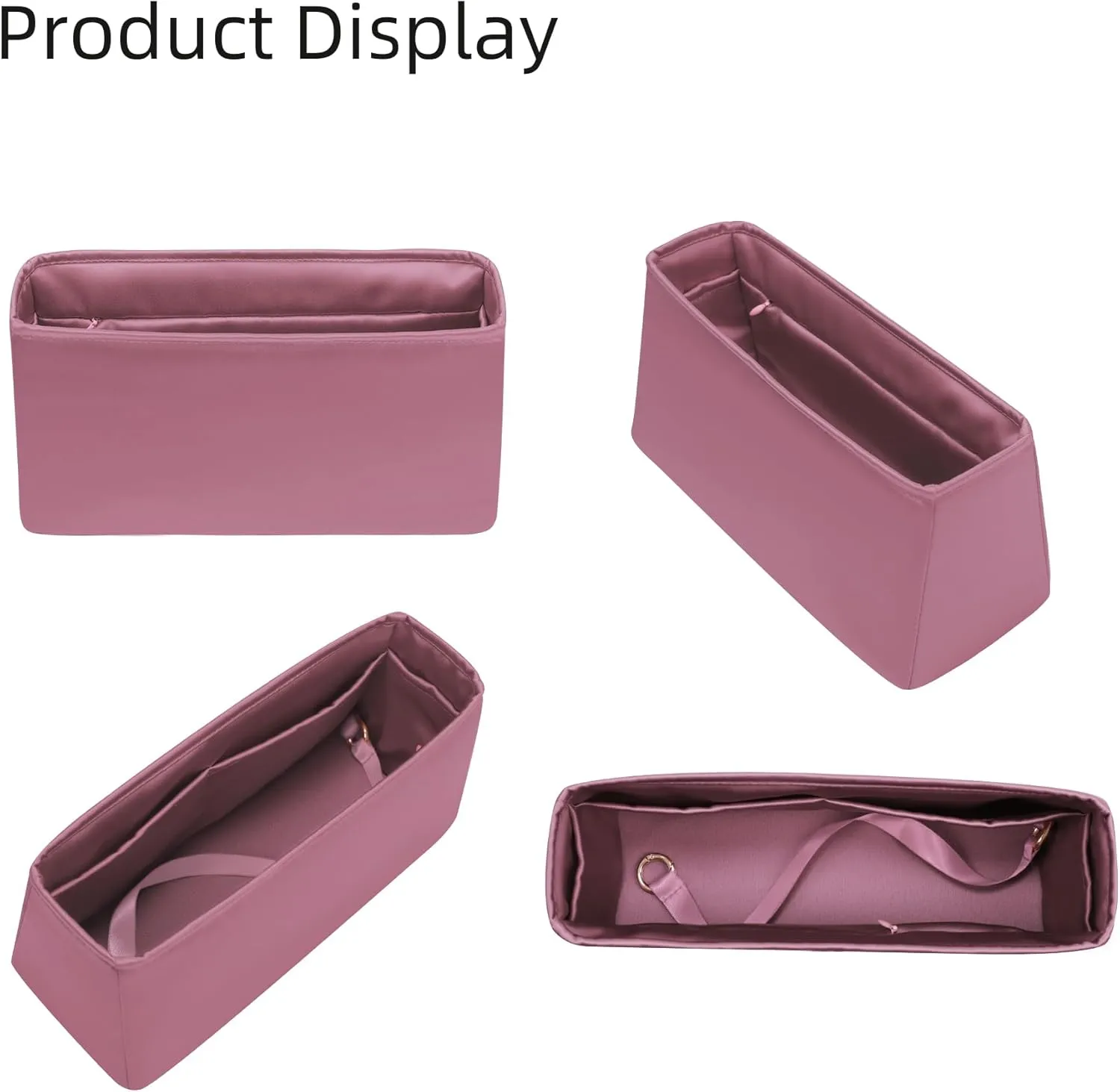 Silk Purse Organizer with Invisible Zipper for LV Carryall PM/MM,Insert Bag in Bag,Luxury Handbag Tote Lining Bag Shapers(MM with Zipper,Cassis)