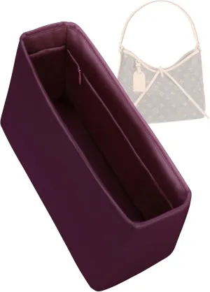 Silk Purse Organizer with Invisible Zipper for LV Carryall PM/MM,Insert in Bag,Luxury Handbag Tote Lining Bag Shapers(MM with Zipper,Fuchsia)