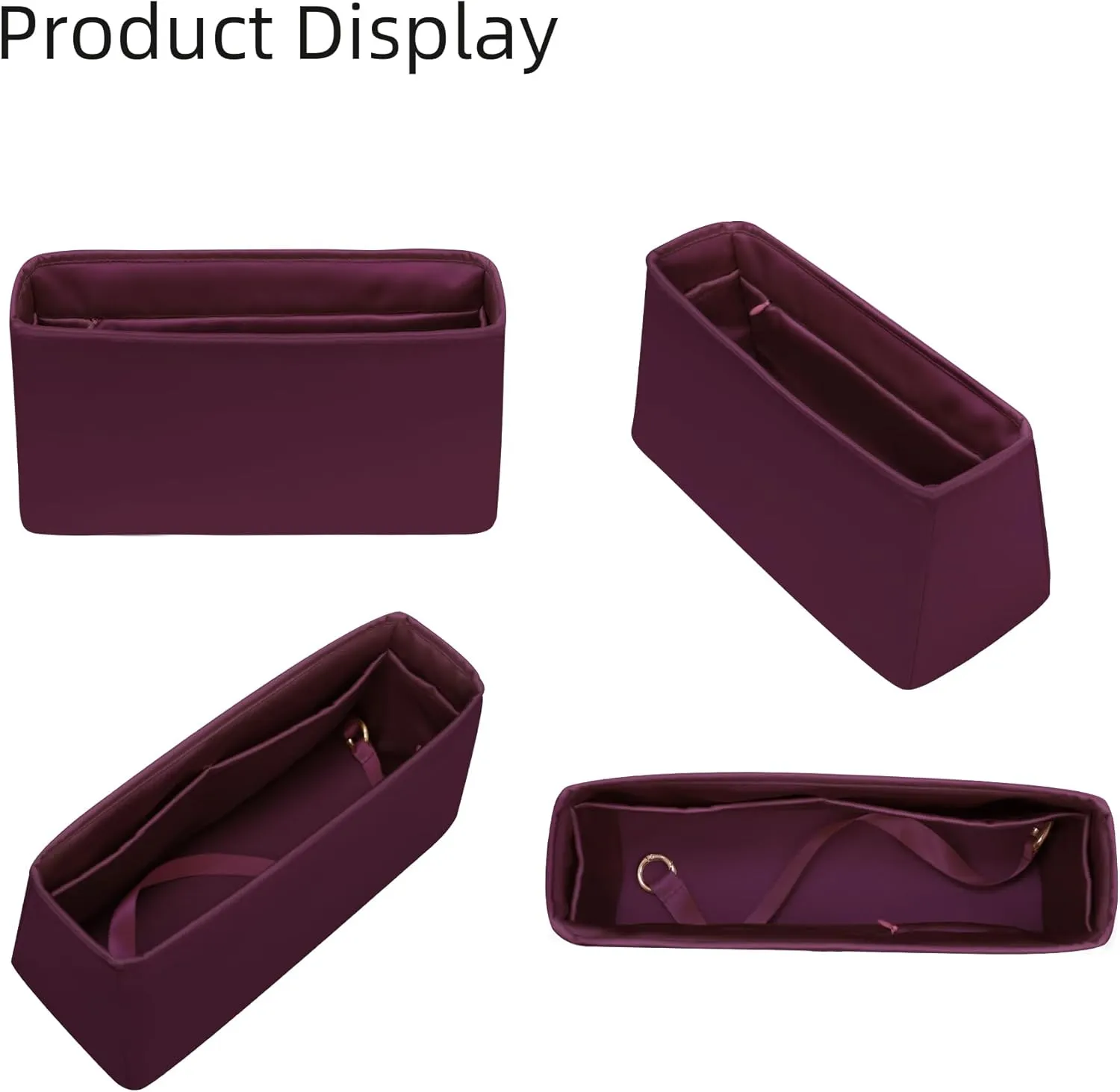 Silk Purse Organizer with Invisible Zipper for LV Carryall PM/MM,Insert in Bag,Luxury Handbag Tote Lining Bag Shapers(MM with Zipper,Fuchsia)
