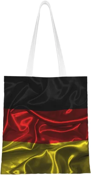 Silk Style Flag Of Germany Tote Bag for Women Canvas Shopping Bags Reusable Large Capacity Casual Shoulder Handbags Grocery Bags DIY Gift Bags