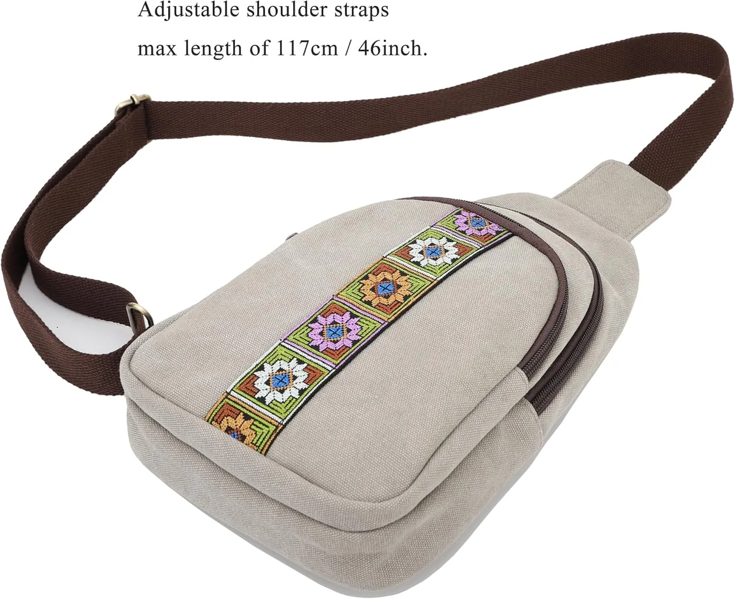 SILKAREA Canvas Sling Bag for Wome Crossbody Purse Small Sling Backpack Purse Travel Hiking Chest Bag Daypack