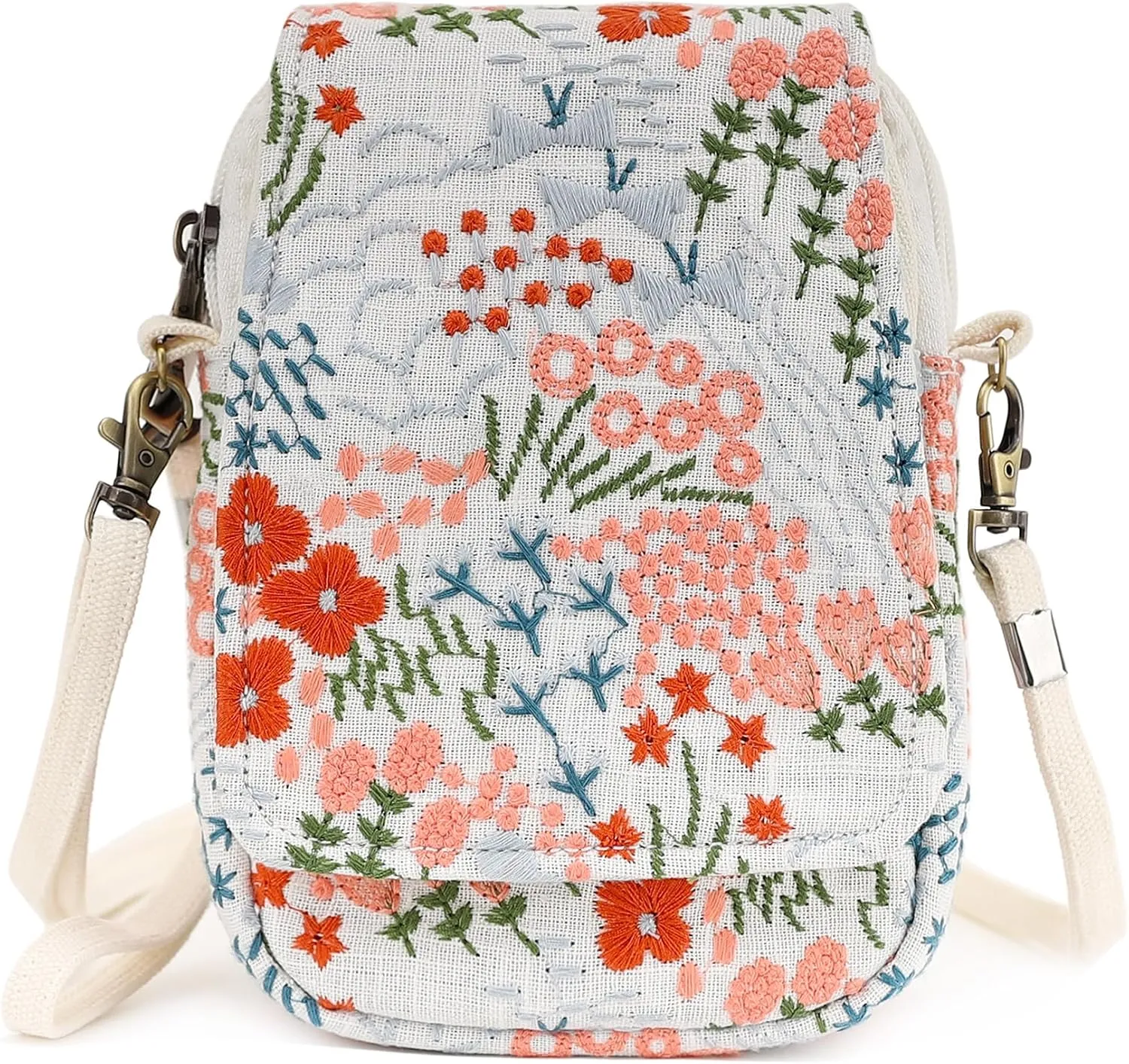 SILKAREA Embroidered Cute Mini Crossbody Bag for Women Small Handbags Wristlet Wallet Bag Cell-phone Pouch Coin Purse