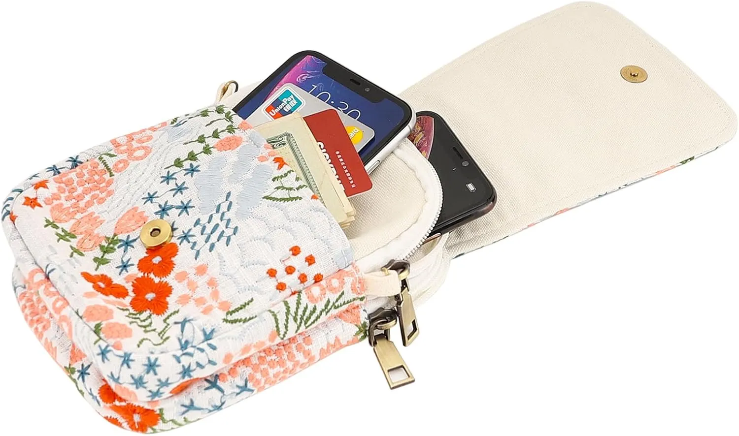 SILKAREA Embroidered Cute Mini Crossbody Bag for Women Small Handbags Wristlet Wallet Bag Cell-phone Pouch Coin Purse