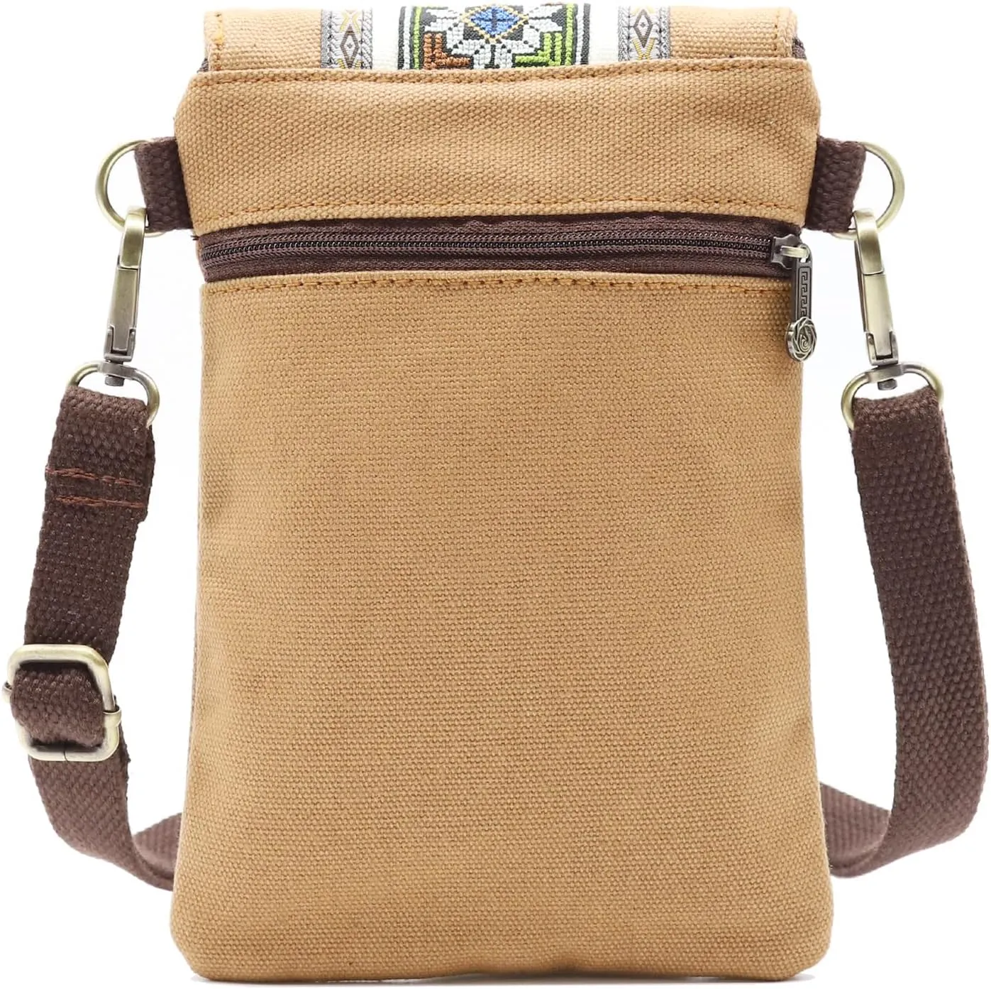 SILKAREA Vintage Embroidered Canvas Flip Small Crossbody Bag Cell Phone Pouch for Women Wristlet Wallet Bag Coin Purse