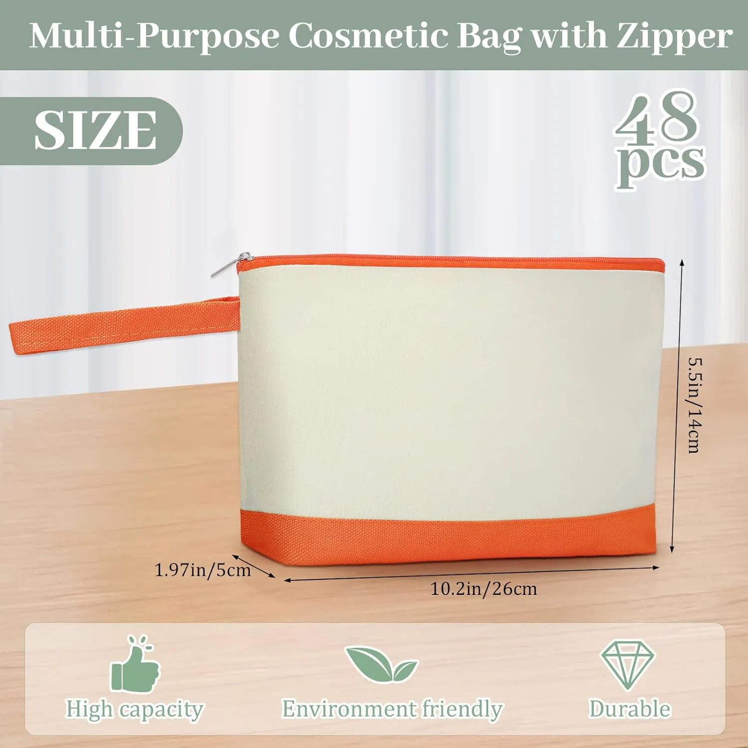Silkfly 48 Pcs Canvas Makeup Bags Bulk Canvas Zipper pencil Pouch 10.2 x 5.5 x 2 Inch Two Tone Cotton DIY Craft Cosmetic Bag with Bottom Travel Toiletry Pouch for Women(12 Colors)