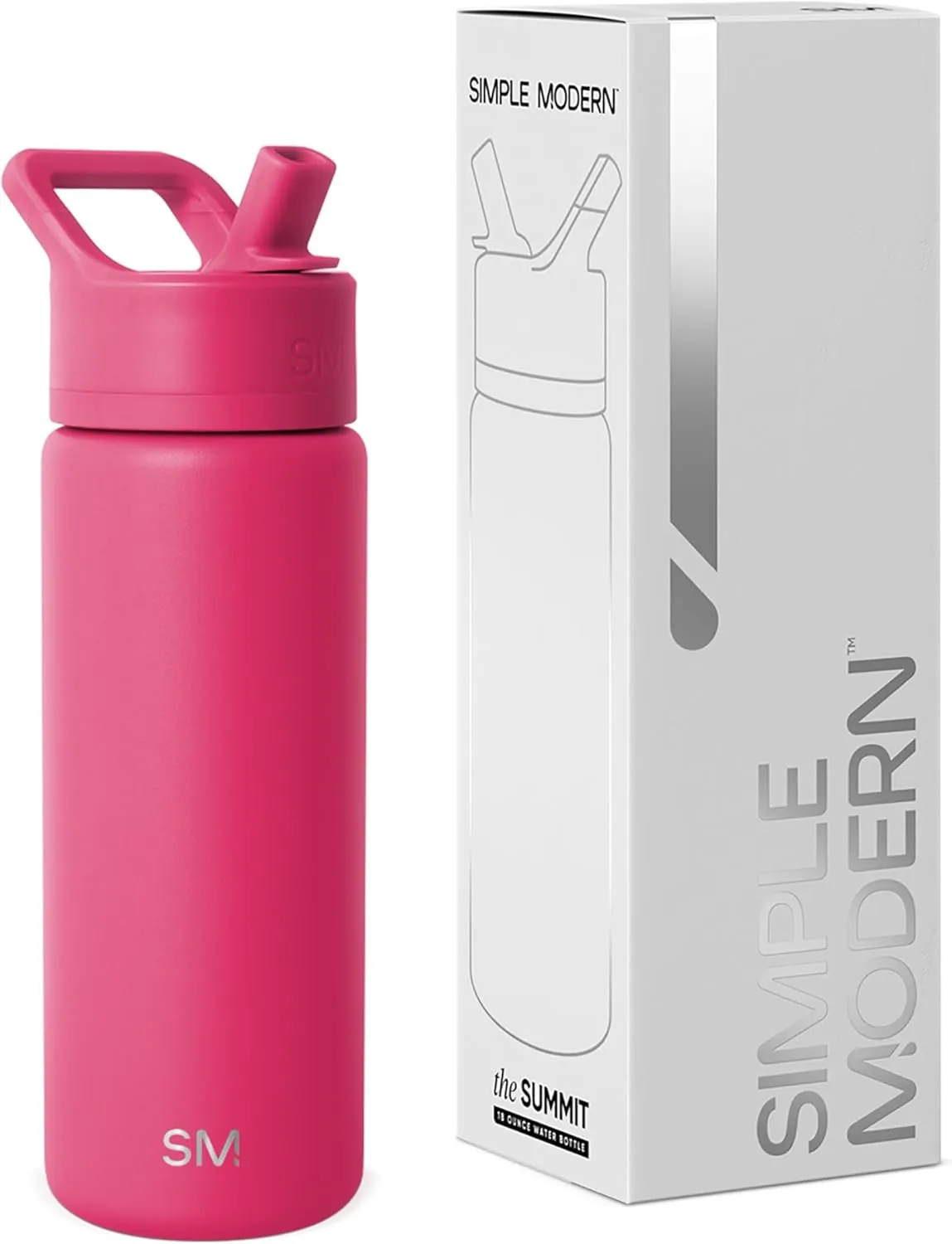Simple Modern Kids Water Bottle with Straw Lid | Vacuum Insulated Stainless Steel Metal | Reusable Leak Proof BPA-Free Thermos for School | Summit Collection | 18oz, Berry Twist