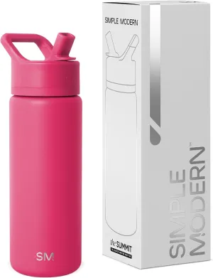 Simple Modern Kids Water Bottle with Straw Lid | Vacuum Insulated Stainless Steel Metal | Reusable Leak Proof BPA-Free Thermos for School | Summit Collection | 18oz, Berry Twist