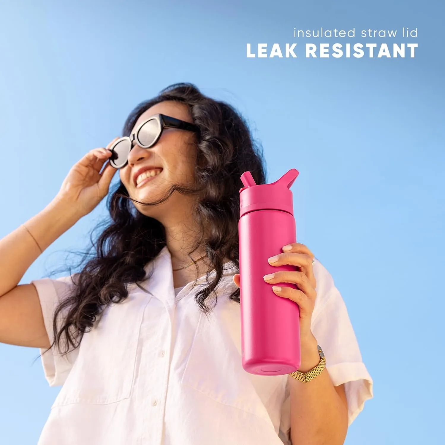 Simple Modern Water Bottle with Straw Lid | Vacuum Insulated Stainless Steel Metal Thermos | Reusable Leak Proof BPA-Free Flask for Sports Gym | Summit Collection | 30oz, Supersonic Blue