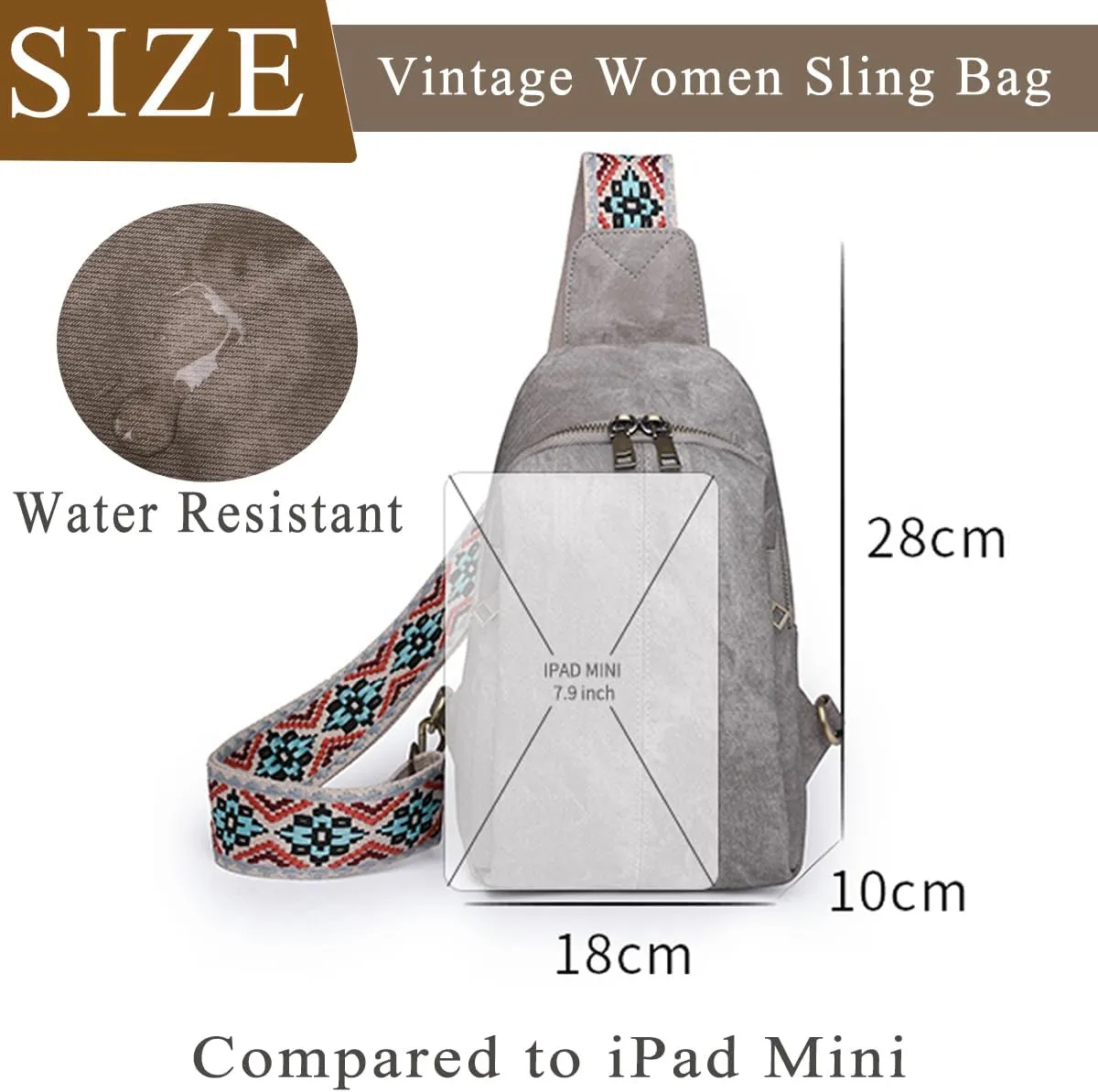 SIXVONA Sling Bag for Women, Leather Crossbody Bags Soft Leather Fanny Pack Chest Bag for Travel, Work, Sport, Outdoor