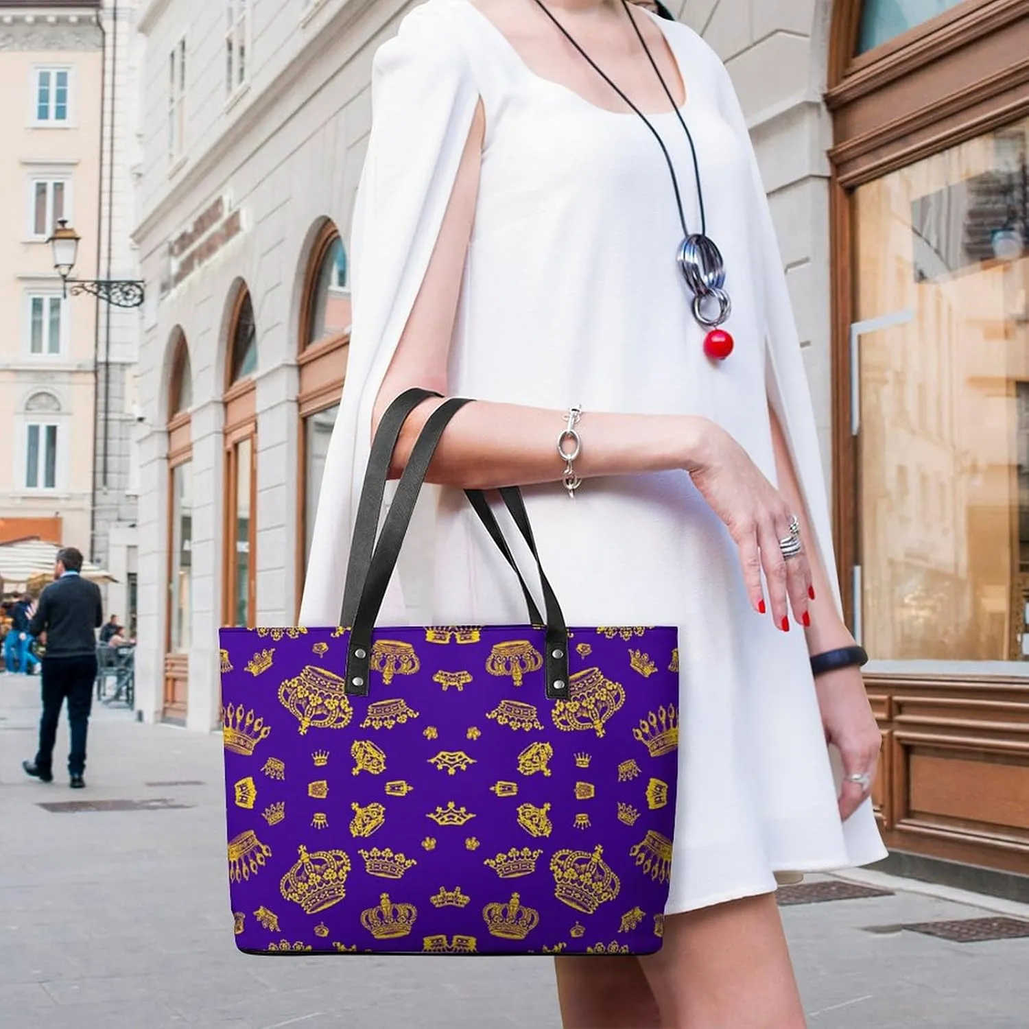 Skull Flowers Cherry Black And White Leather Handbag Smooth Wrinkle Resistant Lightweight And Convenient
