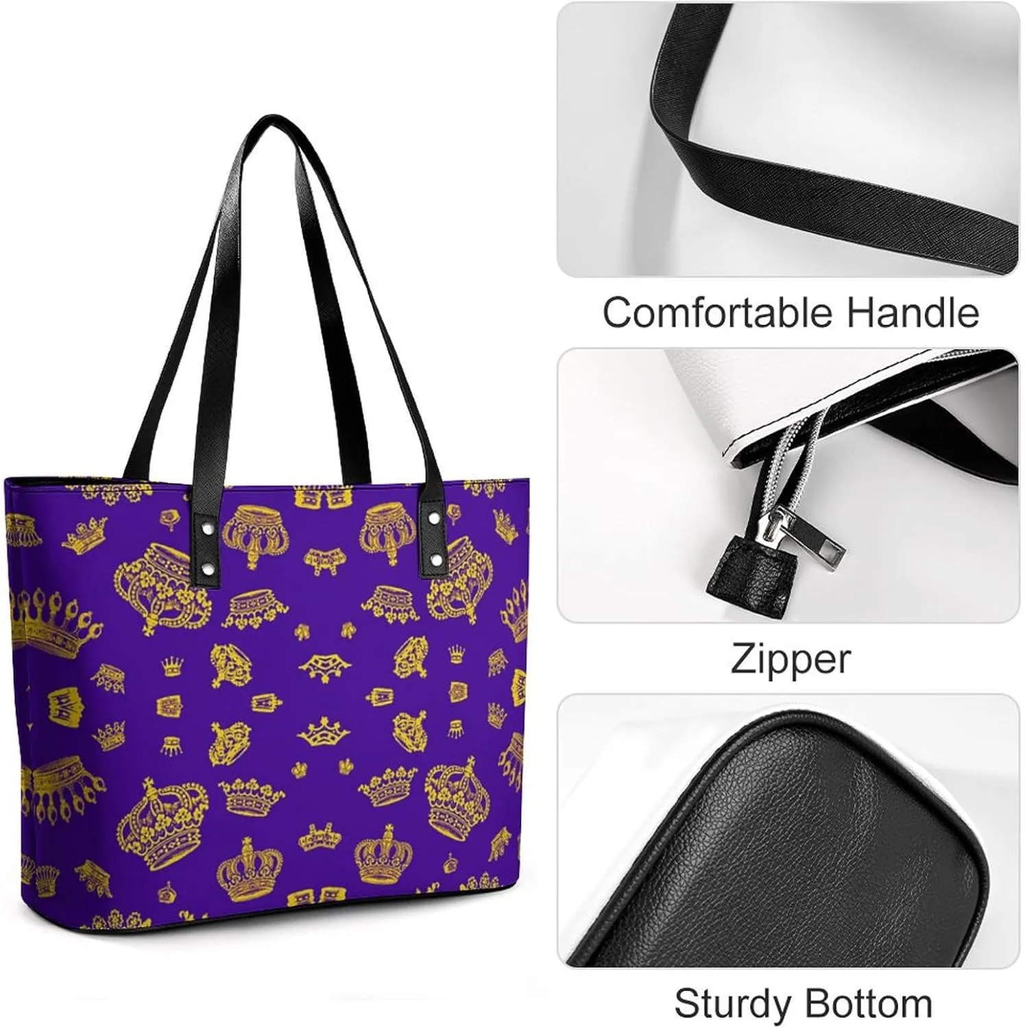 Skull Flowers Cherry Black And White Leather Handbag Smooth Wrinkle Resistant Lightweight And Convenient