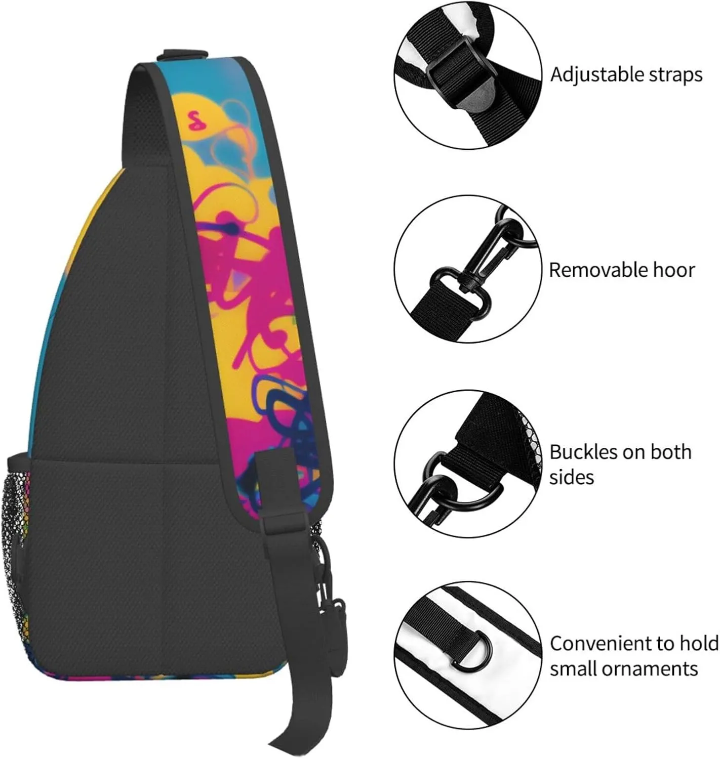 Skull With Flowers Sling Bag For Women Mencross Sling Bag Fashion Crossbody Shoulder Bag Chest Bag For Hiking Travel