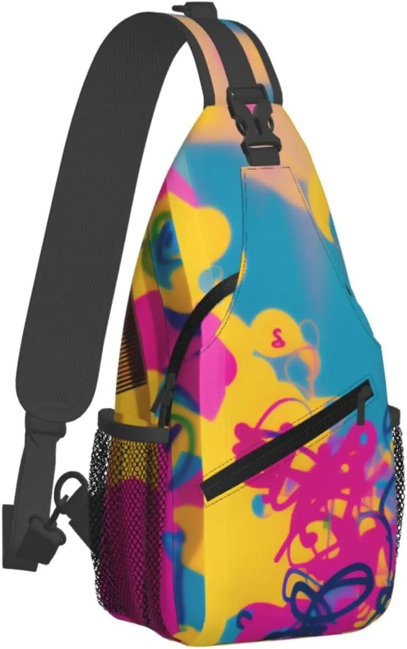 Skull With Flowers Sling Bag For Women Mencross Sling Bag Fashion Crossbody Shoulder Bag Chest Bag For Hiking Travel