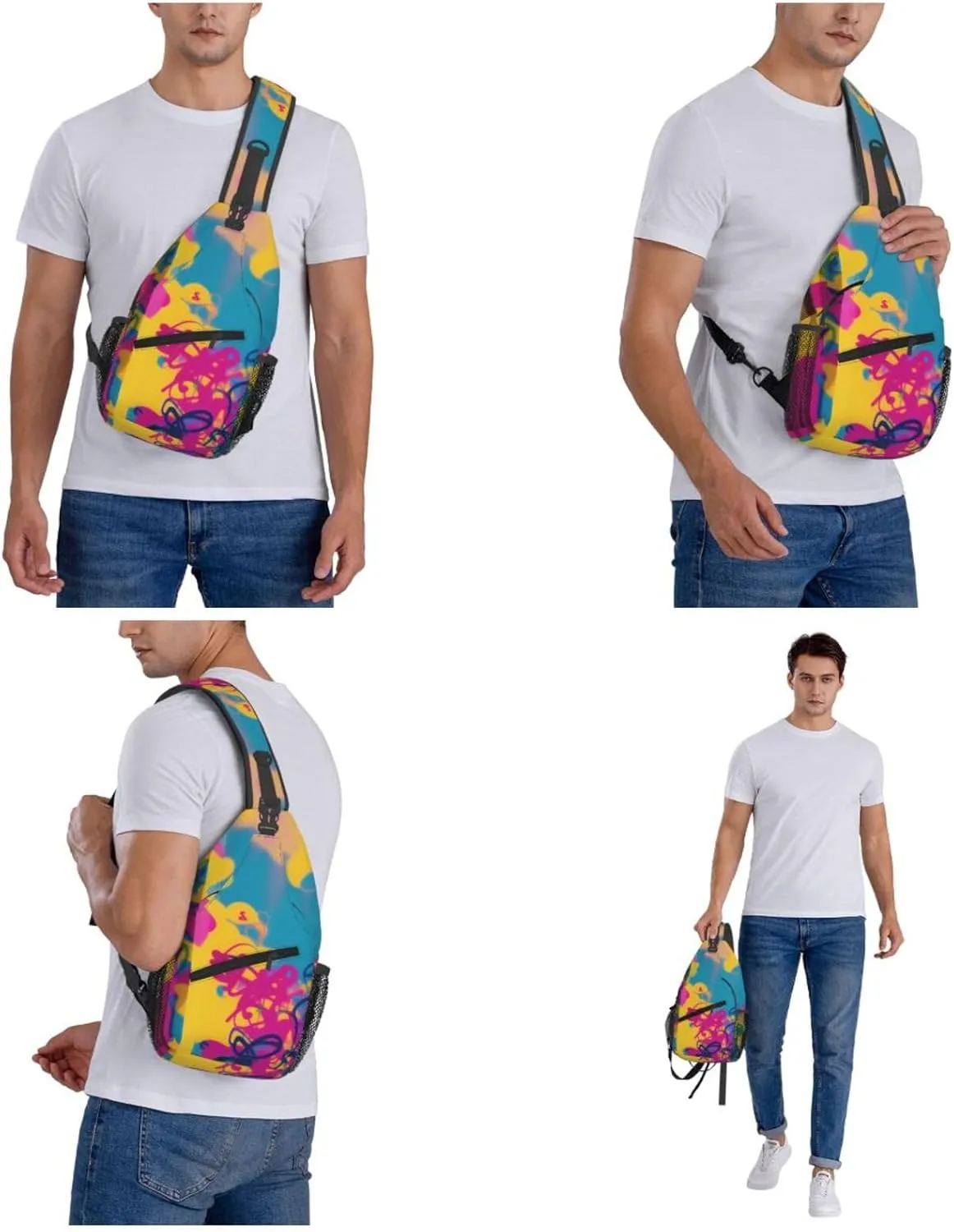 Skull With Flowers Sling Bag For Women Mencross Sling Bag Fashion Crossbody Shoulder Bag Chest Bag For Hiking Travel