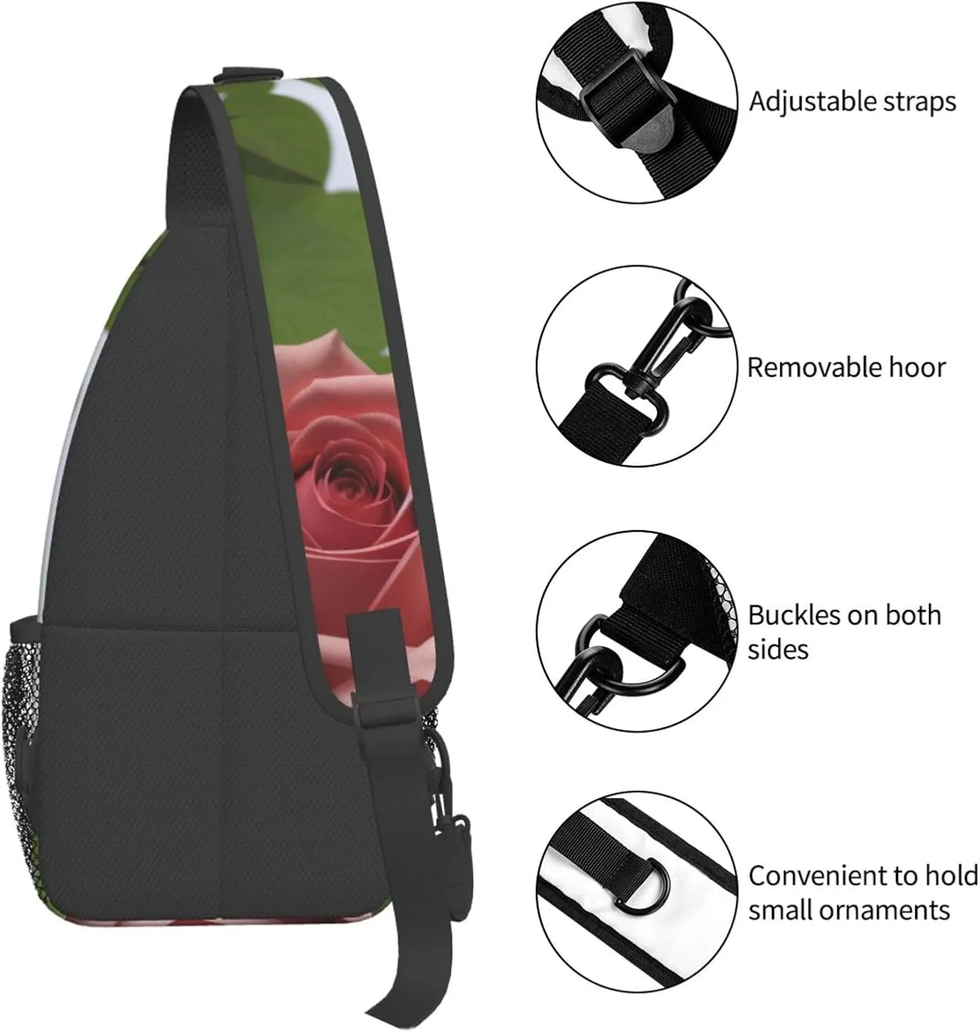 Skull With Flowers Sling Bag For Women Mencross Sling Bag Fashion Crossbody Shoulder Bag Chest Bag For Hiking Travel